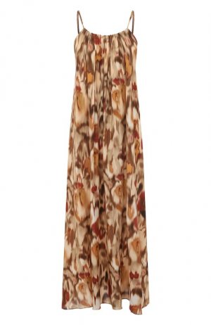 Платье из вискозы и шелка Antonelli Firenze. Цвет: коричневый