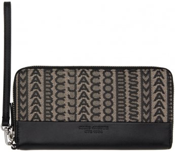 Черно-бежевый бумажник ' Monogram Jacquard Continental Wristlet' Marc Jacobs