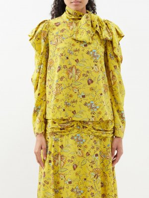 Блузка brea из шелкового крепдешина с цветочным принтом , желтый Ulla Johnson