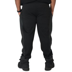 Большие мужские флисовые брюки-джоггеры с манжетами и талией в рубчик из искусственной кожи стиле пэчворк Vibes
