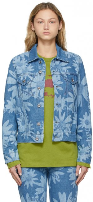 Синяя джинсовая куртка с лазерным цветочным принтом Marc Jacobs