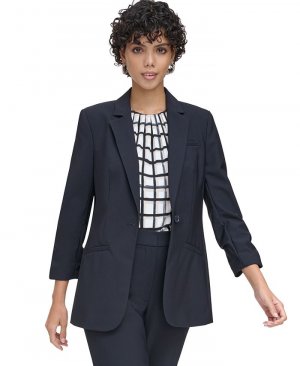 Женский пиджак с рюшами на одной пуговице и рукавами , синий Calvin Klein