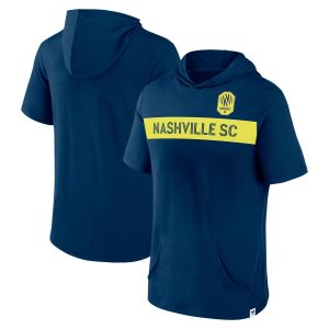Мужской темно-синий пуловер с капюшоном короткими рукавами и логотипом Nashville SC Bicycle Kick Fanatics