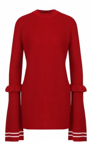 Пуловер прямого кроя с удлиненными расклешенными рукавами Mother Of Pearl. Цвет: красный