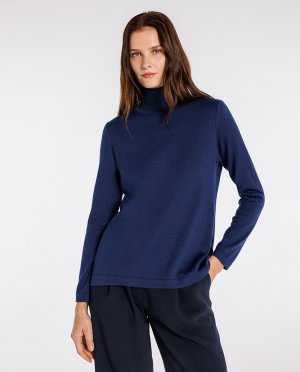 Женский свитер с высоким воротником и длинными рукавами , темно-синий Naulover