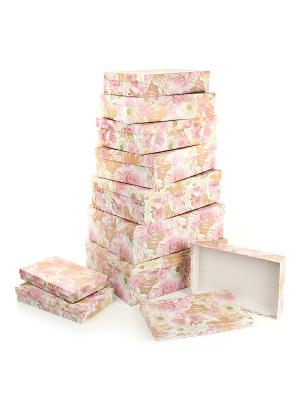 Набор из 10 картонных коробок 23*13*3-36,5*26,5*12см, Эльфийский сад VELD-CO. Цвет: светло-коричневый, розовый