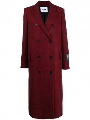Двубортное пальто миди MSGM. Цвет: красный