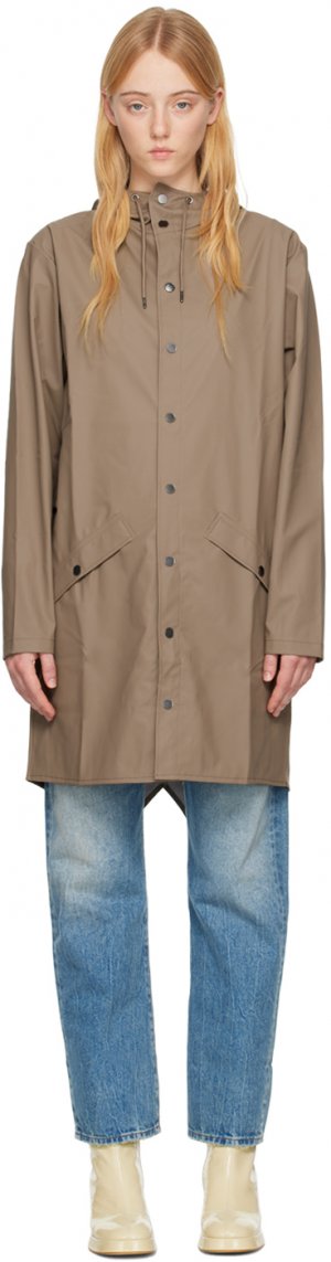 Серо-коричневое длинное пальто RAINS