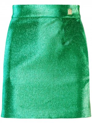 Юбка мини с блестками Elisabetta Franchi. Цвет: зеленый