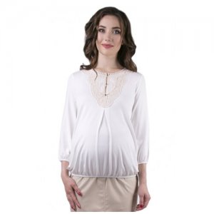 Блуза силуэта балон (рукав 3/4) 44-50 (молочный) NewForm 7432-1781 (Молоко; Размер 42 ). Цвет: белый