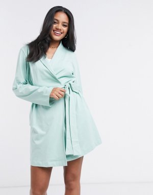 Трикотажный халат мятного цвета -Зеленый цвет ASOS DESIGN