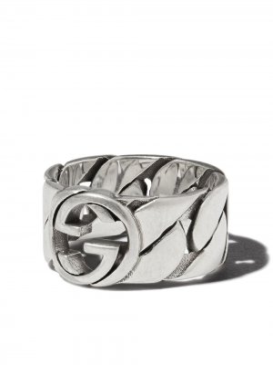 Широкое кольцо с логотипом Interlocking G Gucci. Цвет: серебристый