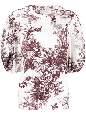 Блузка с цветочным принтом и объемными рукавами Erdem. Цвет: белый