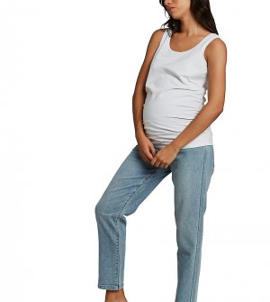 Выбеленные эластичные джинсы с посадкой над животом в винтажном стиле -Голубой Cotton:On Maternity