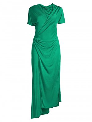 Асимметричное платье из атласного джерси с драпировкой Aphrodite , зеленый Ginger & Smart