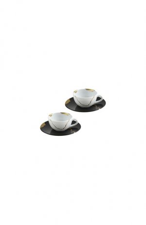 Набор из двух кофейных чашек с блюдцами Kintsugi Charbon Bernardaud. Цвет: чёрный