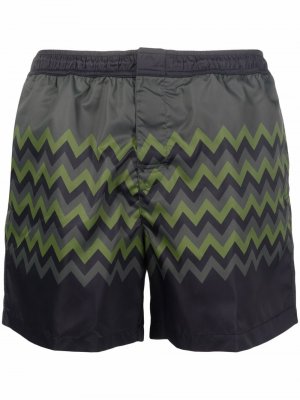 Chevron-print flap-pocket swim shorts Missoni. Цвет: зеленый