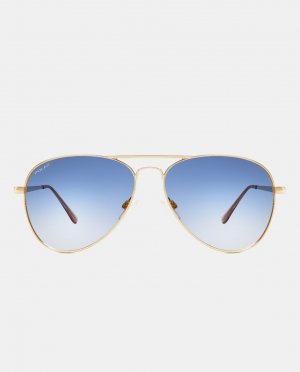 Солнцезащитные очки-авиаторы унисекс с золотистым металлом , золотой Polar