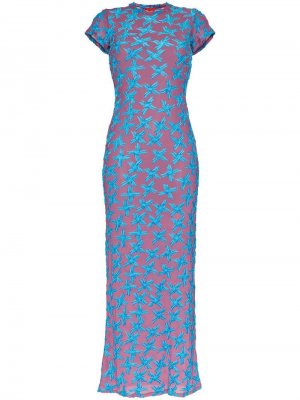 Бархатное платье макси с сетчатыми вставками Eckhaus Latta