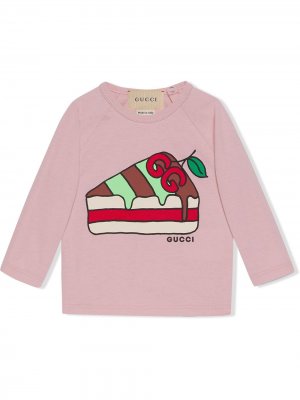 Толстовка с принтом и логотипом Gucci Kids. Цвет: розовый