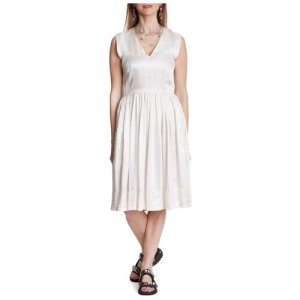 Платье из шёлка с карманами и пайетками, 42/44 Iya Yots. Цвет: белый