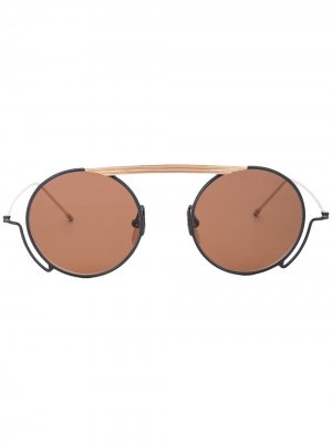 Солнцезащитные очки в круглой оправе Thom Browne Eyewear. Цвет: золотистый