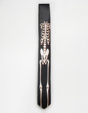 Галстук со скелетом Halloween-Черный SSDD