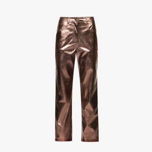 Прямые брюки из искусственной кожи со средней посадкой , цвет mocha Amy Lynn