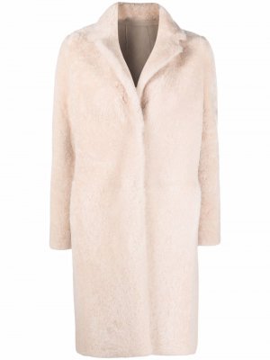 Фактурное однобортное пальто Liska. Цвет: бежевый