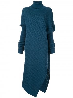 Трикотажное платье асимметричного кроя G.V.G.V.. Цвет: синий