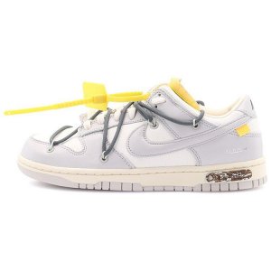 Мужские кроссовки Off-White x Dunk Low Lot 41 из 50, нейтрально-серые, кремнево-серые, DM1602-105 Nike