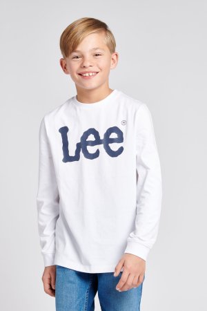 Классическая футболка для мальчика с длинными рукавами , белый Lee