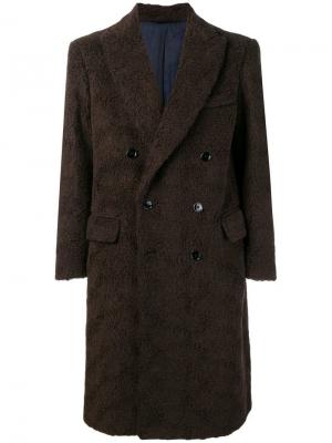Двубортное пальто Mp Massimo Piombo. Цвет: коричневый