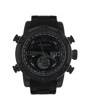 Мужские часы с черным силиконовым ремешком 51 мм Rocawear