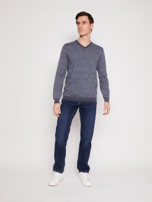 Пуловер с V-образным вырезом zolla. Цвет: серый