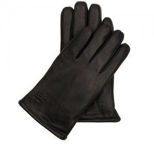 Перчатки мужские кожаные черные теплые демисезонные, осенние, зимние кожа оленя на меху классические размер 13,5 TEVIN. Цвет: черный