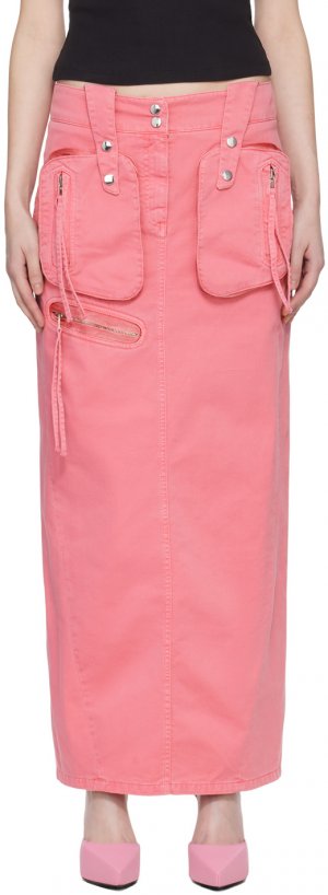 Розовая длинная юбка с вышивкой Blumarine