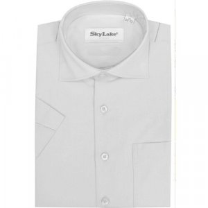 Школьная рубашка , на пуговицах, короткий рукав, размер 29/116, белый Sky Lake. Цвет: голубой