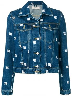 Джинсовая куртка со сплошной вышивкой с логотипами Misbhv. Цвет: синий