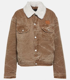 Хлопковая джинсовая куртка с овчиной, коричневый Acne Studios