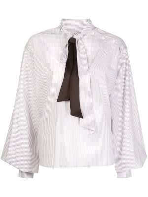 Cotton striped knot-detail blouse Kolor. Цвет: коричневый