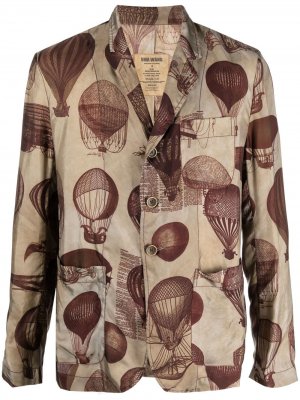 Single-breasted ballon-print blazer Uma Wang. Цвет: серый