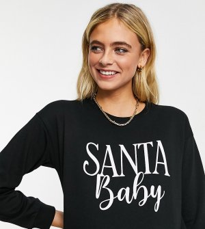 Эксклюзивный новогодний черный свитшот с надписью Santa Baby ASOS DESIGN Maternity