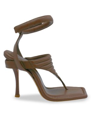 Стеганые кожаные сандалии с запахом на щиколотке, коричневый Gia Borghini