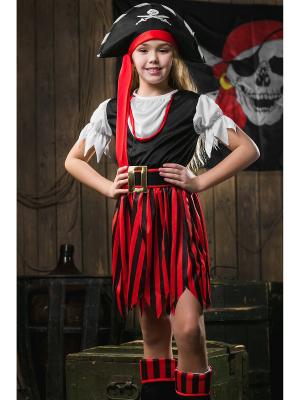 Карнавальный костюм Пиратки La Mascarade. Цвет: черный, белый, красный