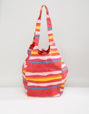 Пляжная сумка в блочную полоску Vero Moda. Цвет: мульти