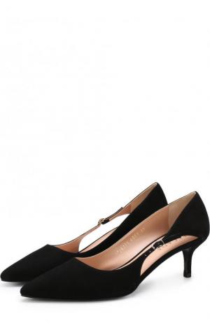 Замшевые туфли на каблуке kitten heel Escada. Цвет: черный