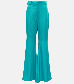 Атласные расклешенные брюки с высокой посадкой, синий Nina Ricci
