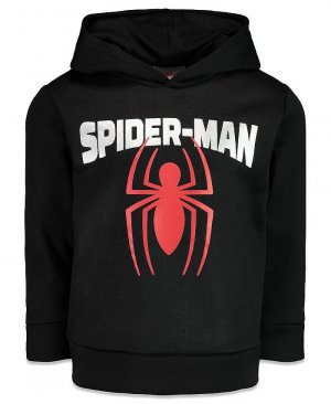 Спортивный флисовый пуловер с капюшоном для мальчиков Мстители и Человек-Паук, черный , Marvel
