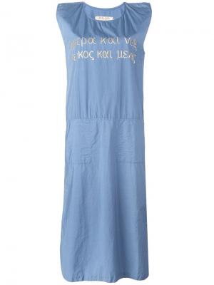 Джинсовое платье с вышивкой Jc De Castelbajac Vintage. Цвет: синий